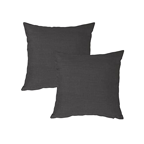 Haus und Deko Kissenbezug 40x40 cm Anthrazit Leinen-Optik 2er Set Kissenbezüge einfarbig für Schlafzimmer Wohnzimmer Kissenhülle versteckter Reißverschluss Dekoratives Sofakissen von Haus und Deko