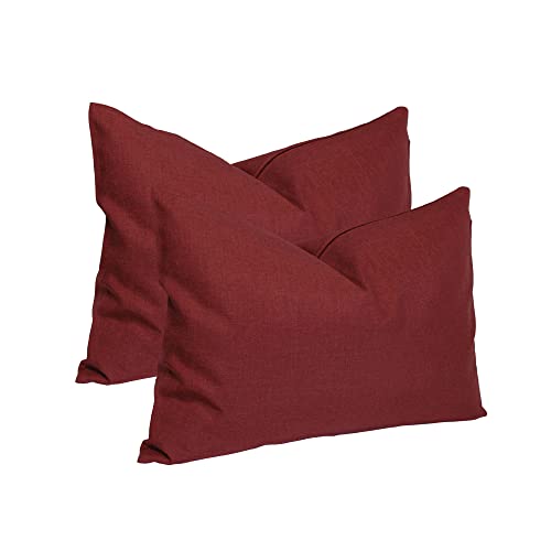 Haus und Deko Kissenbezug 40x60 cm Bordeaux Leinen-Optik 2er Set Kissenbezüge einfarbig für Schlafzimmer Wohnzimmer Kissenhülle versteckter Reißverschluss Dekoratives Sofakissen von Haus und Deko