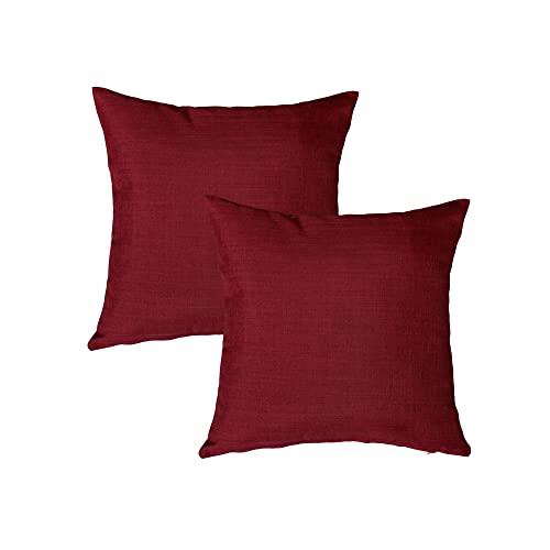 Haus und Deko Kissenbezug 50x50 cm Bordeaux Leinen-Optik 2er Set Kissenbezüge einfarbig für Schlafzimmer Wohnzimmer Kissenhülle versteckter Reißverschluss Dekoratives Sofakissen von Haus und Deko