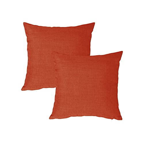 Haus und Deko Kissenbezug 50x50 cm Terracotta Leinen-Optik 2er Set Kissenbezüge einfarbig für Schlafzimmer Wohnzimmer Kissenhülle versteckter Reißverschluss Dekoratives Sofakissen von Haus und Deko