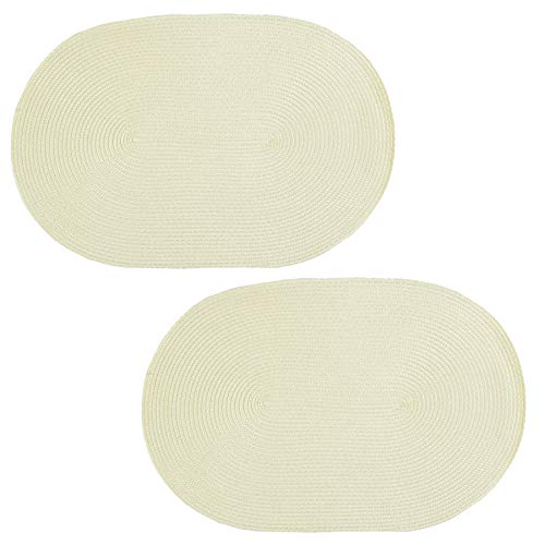 Haus und Deko Platzset 2er Set Ecru oval ca. 45x30 cm Platzdeckchen Tischset geflochtene Optik von Haus und Deko