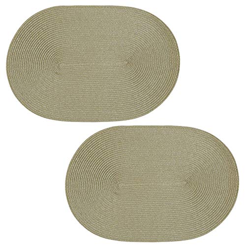Platzset 2er Set Natur oval ca. 45x30 cm Platzdeckchen Tischset geflochtene Optik von Haus und Deko