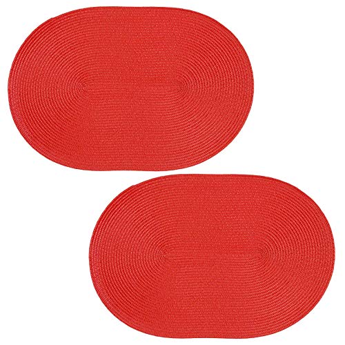 Platzset 2er Set Rot oval ca. 45x30 cm Platzdeckchen Tischset geflochtene Optik Platzset 2er Set Rot oval ca. 45x30 cm Platzdeckchen Tischset geflochtene Optik von Haus und Deko