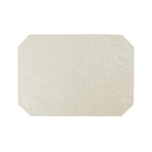 Haus und Deko Platzset 35 x 50 cm Champagner Tischset Struktur Damast Circle, bügelfrei fleckenabweisend Platzdeckchen, abwaschbar abwischbar Untersetzer Tischsets von Haus und Deko