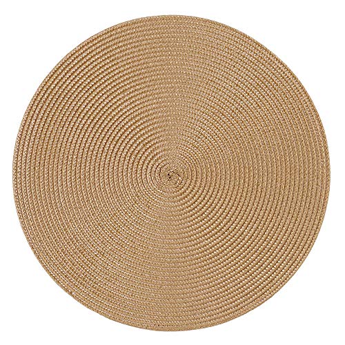 Haus und Deko Platzset Polypro Bastoptik rund ca. 35 cm Ø Caramel abwaschbar Tischset Platzdeckchen von Haus und Deko