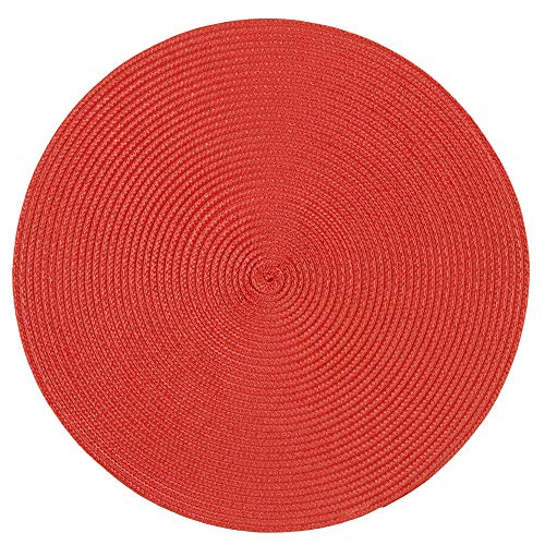 Haus und Deko Platzset Polypro Bastoptik rund ca. 35 cm Ø Rot abwaschbar Tischset Platzdeckchen von Haus und Deko