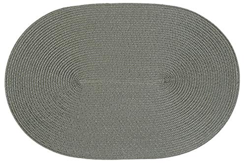 Haus und Deko Platzset Polypro oval ca. 45 x 30 cm Grau Platzdeckchen Tischset geflochtene Bast-Optik von Haus und Deko