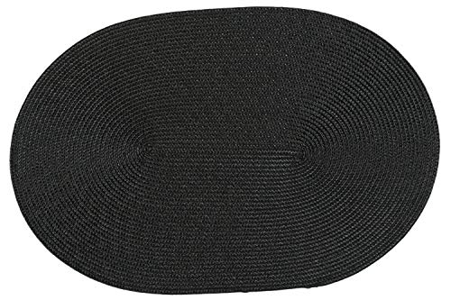 Haus und Deko Platzset Polypro oval ca. 45 x 30 cm Schwarz Platzdeckchen Tischset geflochtene Bast-Optik von Haus und Deko