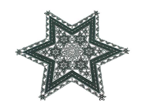Haus und Deko Tischdecke 60 cm anthrazit mit Silber Sterne Weihnachten Deckchen Advent Bestickt Untersetzer Mitteldecke von Haus und Deko