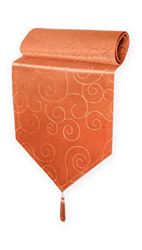 Haus und Deko Tischläufer Damast 30x160 cm Terracotta Ornamente Circle, dekorative Tischdecke, Tischband mit Quaste, Moderne Mitteldecke für Wohnzimmer Esszimmer, Gastronomie Tischdecken von Haus und Deko