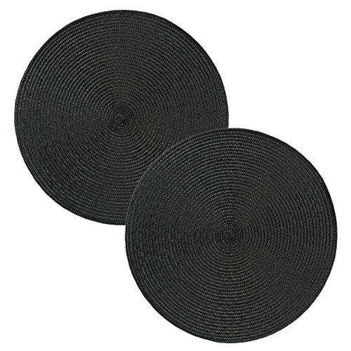 Haus und Deko Tischset 2er Set Schwarz rund 35 cm Ø Platzset abwaschbar Platzdeckchen Untersetzer von Haus und Deko