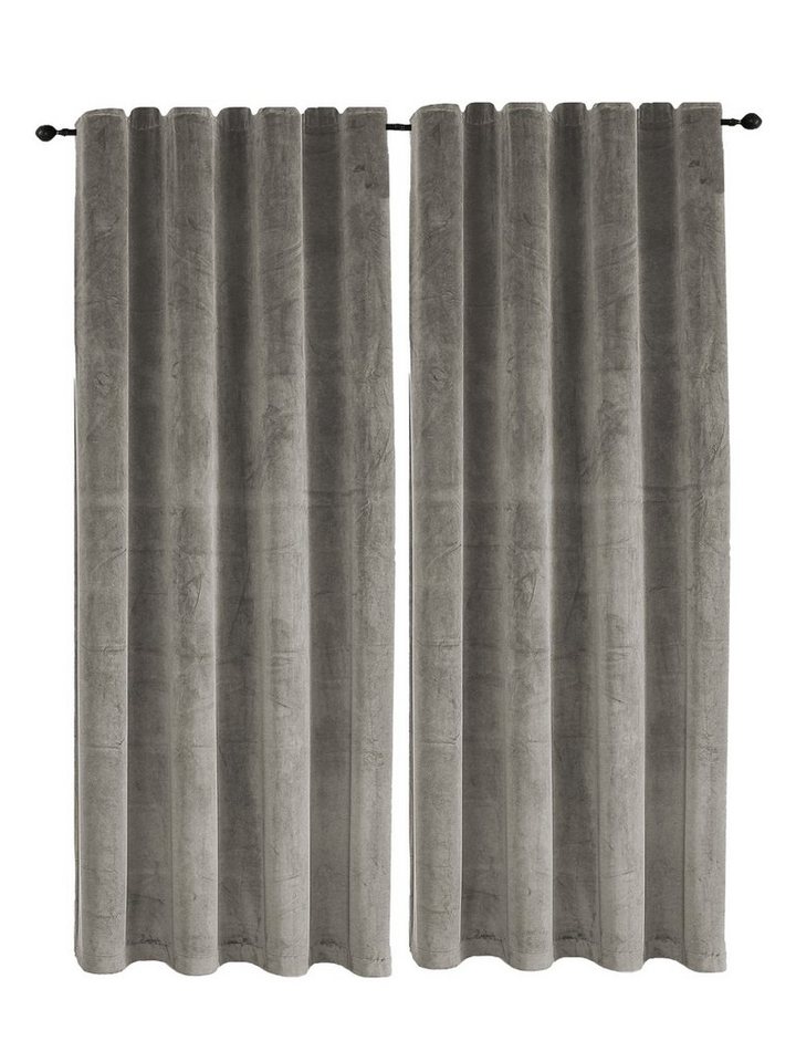 Haus und Deko Verdunkelungsvorhang Vorhang 2er Set Kräuselband Verdunkelung 300x245 cm Samt weich blickdi (2 St), Kräuselband, Polyester von Haus und Deko