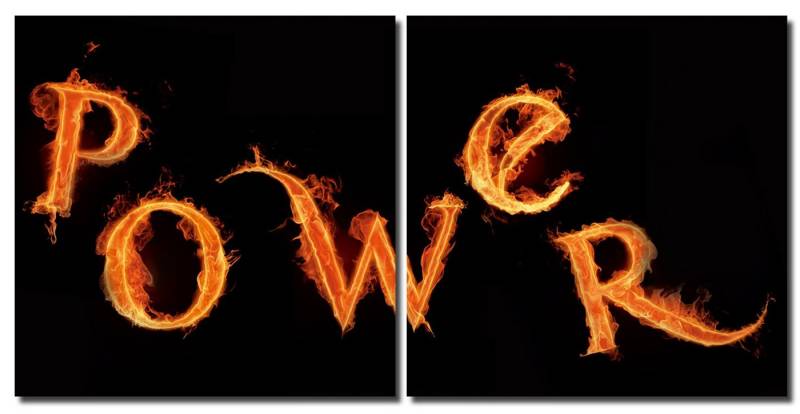 Haus und Deko Wandbild Bild Power Flammen-Schrift Holzfaserplatte Kunstdruck Wandbild 2er, Flammen (2 St) von Haus und Deko
