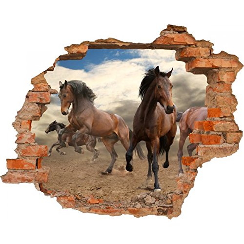 Haus und Deko Wandbild Sticker 3D Foto Tapete Wandtattoo ca. 125x100 cm #1480 (Horses) von Haus und Deko