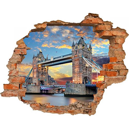 Haus und Deko Wandbild Sticker 3D Foto Tapete Wandtattoo ca. 125x100 cm #1480 (Tower Bridge) von Haus und Deko