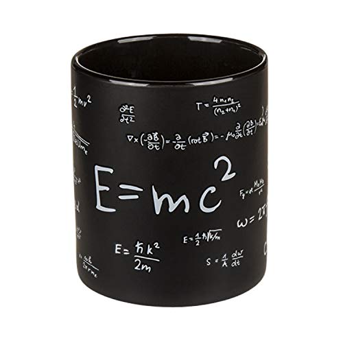 Haus und Deko XL Tasse in Tafel-Kreide-Optik Steingut matt schwarz Jumbo Kaffeebecher ca. 850 ml Coffee Mug Kaffeetasse Mathematik Physik E=mc² von Haus und Deko