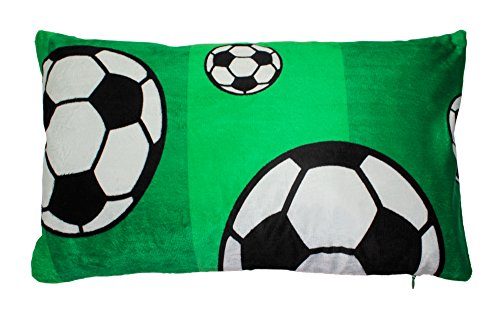 Haus und Deko Kissenbezug ca. 30x50 cm Picknick Reise Kissen Plüsch Kissenhülle Design Fußball Soccer von Haus und Deko