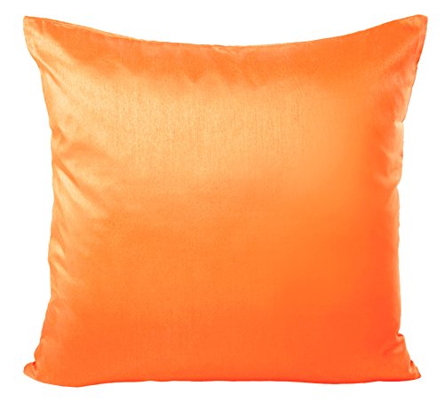 Kissenhülle Kissenbezug Zierkissen Deko Kissen Bezug mit Reißverschluss Wildseide Optik Uni 40x40 cm orange hell von Haus und Deko