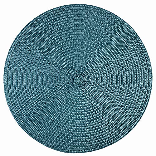 Haus und Deko Platzset Polypro Petrol Bastoptik rund ca. 35 cm Ø abwaschbar Tischset Platzdeckchen von SFCOEABR