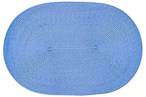 Haus und Deko Platzset Polypro oval ca. 45 x 30 cm Bleu Platzdeckchen Tischset geflochtene Bast-Optik von Haus und Deko