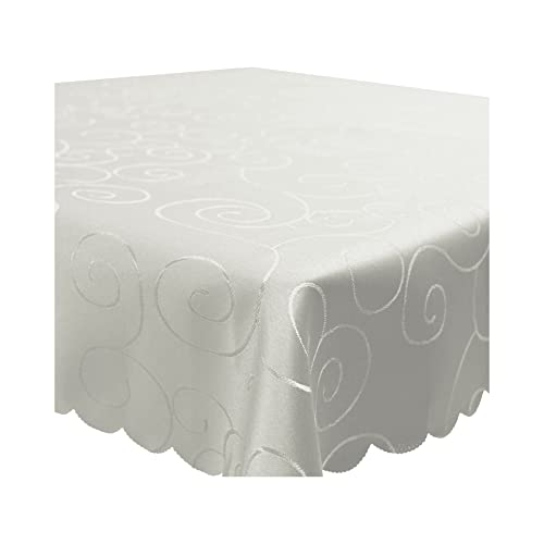 Tischdecke Damast Ornamente Circle, 110x110 cm Champagner, edel bestickte Tischdecken, Tischdeko Wohnzimmer Esszimmer, Tischtuch Bügelfrei und Fleckenabweisend, pflegeleicht waschbar von Haus und Deko