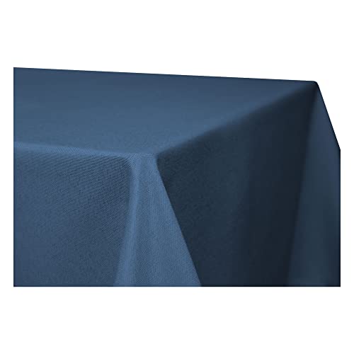 Tischdecke 90 x 90 cm rechteckig Blau Leinenoptik Lotuseffekt Tischwäsche Wasserabweisend Tischtuch Fleckenabweisend Bügelfrei Abwischbar Waschbar Innen und Außen Perleffekt von Haus und Deko