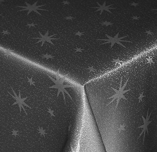 Tischdecke Weihnachten 110 x 110 cm Grau Quadratisch Weihnachtstischdecken Lurex Sterne bügelfrei knitterfrei Tischdecken Advent Weihnachtsdeko Tischdeko Herbst von Haus und Deko