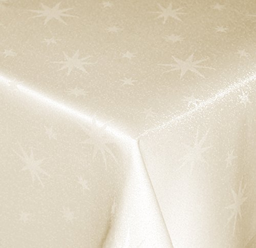 Tischdecke Weihnachten 110 x 140 cm Creme Rechteckig Weihnachtstischdecken Lurex Sterne bügelfrei knitterfrei Tischdecken Advent Weihnachtsdeko Tischdeko Herbst von Haus und Deko