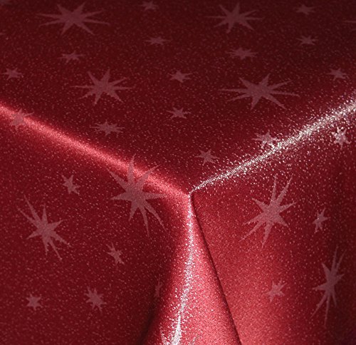Tischdecke Weihnachten 90 x 90 cm Rot Quadratisch Weihnachtstischdecken Lurex Sterne bügelfrei knitterfrei Tischdecken Advent Weihnachtsdeko Tischdeko Herbst von Haus und Deko