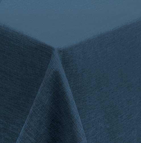 Tischdecke eckig 130x340 cm beschichtet Struktur Leinen-Optik Flecken und Wasser abweisend Lotuseffekt #1225 (blau) von Haus und Deko
