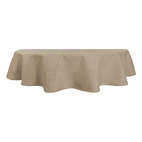 Tischdecke oval Leinenoptik 130x220 cm Lotuseffekt Tischwäsche Wasserabweisend Tischtuch Fleckenabweisend Bügelfrei Abwischbar Waschbar Innen und Außen Perleffekt (Beige, 130 x 220 cm) von Haus und Deko