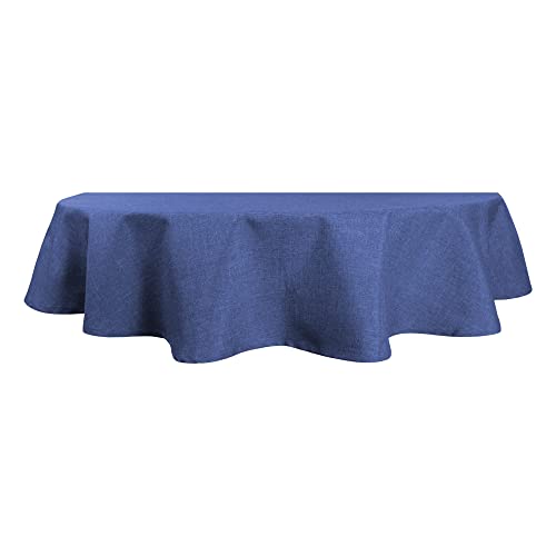 Tischdecke oval Leinenoptik 130x220 cm Lotuseffekt Tischwäsche Wasserabweisend Tischtuch Fleckenabweisend Bügelfrei Abwischbar Waschbar Innen und Außen Perleffekt (Blau, 130 x 220 cm) von Haus und Deko