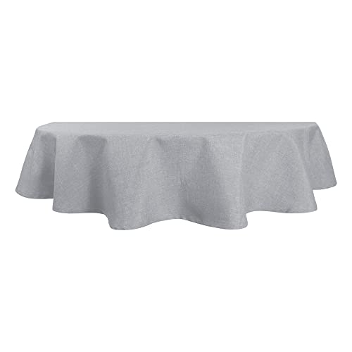 Tischdecke oval Leinenoptik 160x220 cm Lotuseffekt Tischwäsche Wasserabweisend Tischtuch Fleckenabweisend Bügelfrei Abwischbar Waschbar Innen und Außen Perleffekt (Silber, 160 x 220 cm) von Haus und Deko