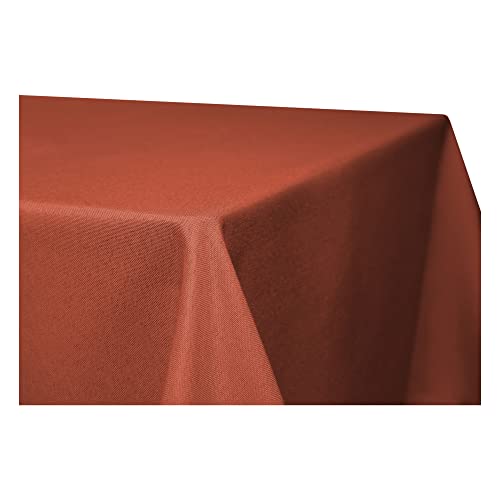 Tischdecke rechteckig Leinenoptik Lotuseffekt Tischwäsche Wasserabweisend Tischtuch Fleckenabweisend Bügelfrei Abwischbar Waschbar Innen und Außen Perleffekt (130 x 130 cm, Terracotta) von Haus und Deko