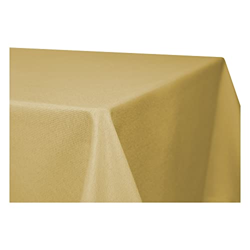 Tischdecke rechteckig Leinenoptik Lotuseffekt Tischwäsche Wasserabweisend Tischtuch Fleckenabweisend Bügelfrei Abwischbar Waschbar Innen und Außen Perleffekt (130 x 160 cm, gelb) von Haus und Deko