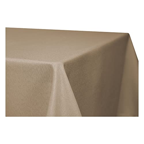 Tischdecke rechteckig Leinenoptik Lotuseffekt Tischwäsche Wasserabweisend Tischtuch Fleckenabweisend Bügelfrei Abwischbar Waschbar Innen und Außen Perleffekt (130 x 340 cm, beige Natur) von Haus und Deko