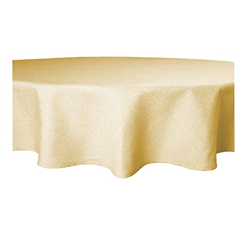 Tischdecke rund 160 cm Ø beschichtet Struktur Leinen-Optik Wasser abweisend Lotuseffekt #1081 gelb von Haus und Deko