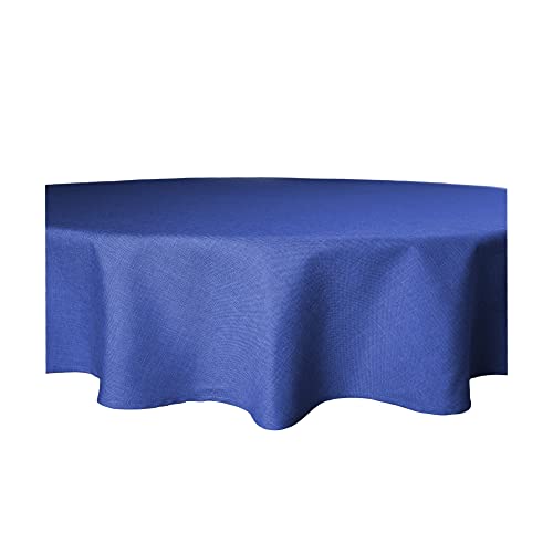 Tischdecke rund 220 cm Ø beschichtet Struktur Leinen-Optik Flecken und Wasser abweisend Lotuseffekt #1224 (blau) von Haus und Deko