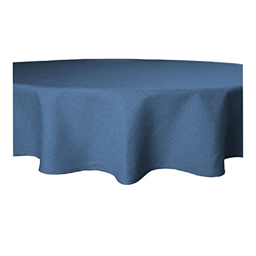 Tischdecke rund Leinenoptik Lotuseffekt Tischwäsche Wasserabweisend Tischtuch Fleckenabweisend Bügelfrei Abwischbar Waschbar Innen und Außen Perleffekt (160 cm, Blau) von Haus und Deko