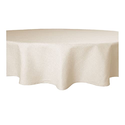 Tischdecke rund Leinenoptik Lotuseffekt Tischwäsche Wasserabweisend Tischtuch Fleckenabweisend Bügelfrei Abwischbar Waschbar Innen und Außen Perleffekt (160 cm, Ecru) von Haus und Deko