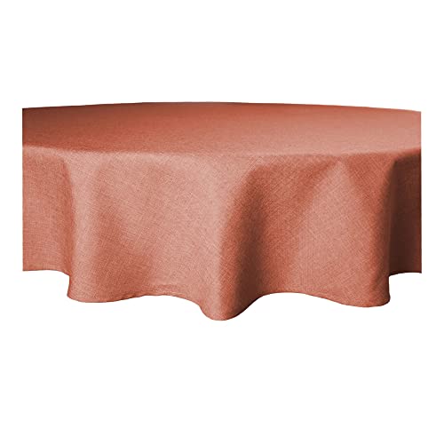 Tischdecke rund Leinenoptik Lotuseffekt Tischwäsche Wasserabweisend Tischtuch Fleckenabweisend Bügelfrei Abwischbar Waschbar Innen und Außen Perleffekt (160 cm, Terracotta) von Haus und Deko