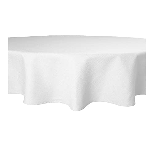 Tischdecke rund Leinenoptik Lotuseffekt Tischwäsche Wasserabweisend Tischtuch Fleckenabweisend Bügelfrei Abwischbar Waschbar Innen und Außen Perleffekt (220 cm, Weiß) von Haus und Deko