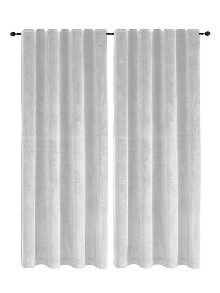 Haus und Deko Verdunkelungsvorhang Vorhang 2er Set Kräuselband Verdunkelung 300x245 cm Samt weich blickdi (2 St), Kräuselband, Polyester von Haus und Deko