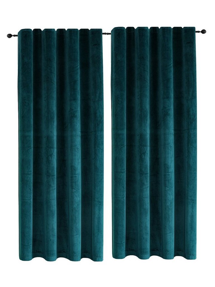 Haus und Deko Verdunkelungsvorhang Vorhang 2er Set Kräuselband Verdunkelung 300x245 cm Samt weich blickdi, Kräuselband (2 St), Polyester von Haus und Deko