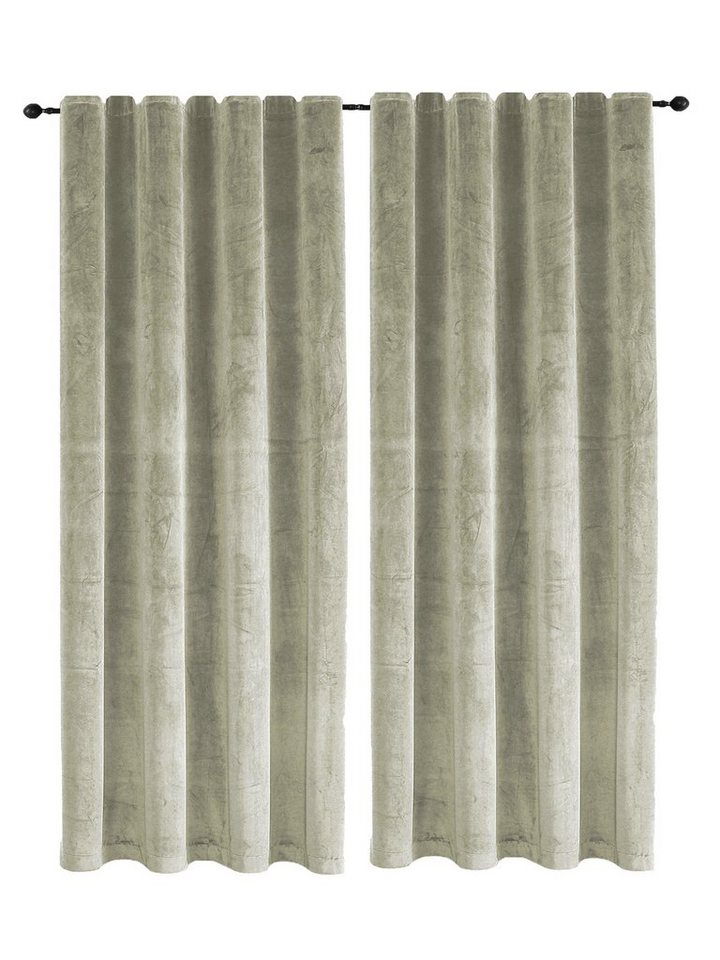 Haus und Deko Verdunkelungsvorhang Vorhang 2er Set Kräuselband Verdunkelung 300x245 cm Samt weich blickdi (2 St), Kräuselband, Polyester von Haus und Deko
