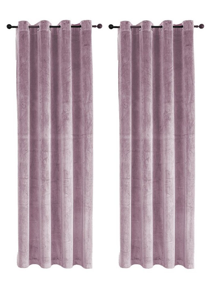 Haus und Deko Verdunkelungsvorhang Vorhang Ösen 2er Set Verdunkelung 300x245 cm Samt weich blickdicht (2 St), Ösen, Polyester von Haus und Deko