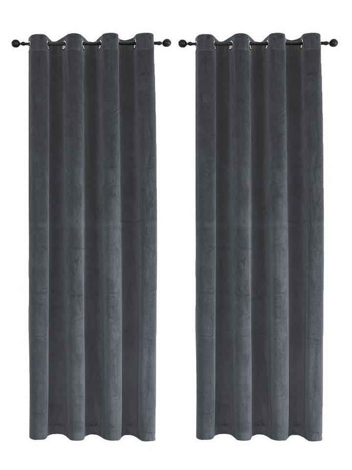 Haus und Deko Verdunkelungsvorhang Vorhang Ösen 2er Set Verdunkelung 300x245 cm Samt weich blickdicht (2 St), Ösen, Polyester von Haus und Deko