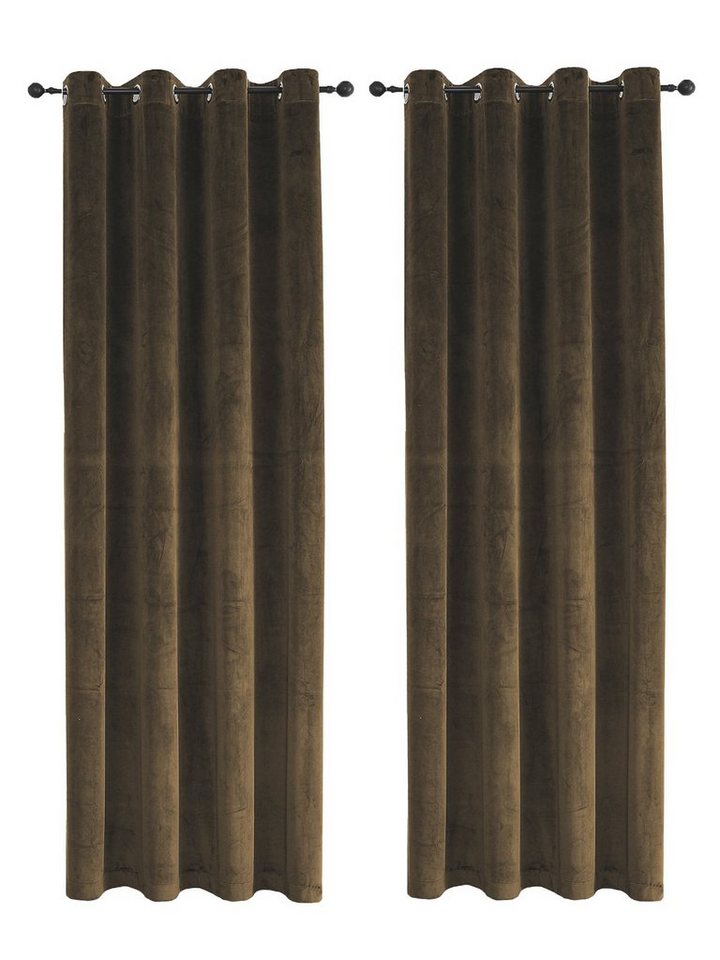 Haus und Deko Verdunkelungsvorhang Vorhang Ösen 2er Set Verdunkelung 300x245 cm Samt weich blickdicht (2 St), Ösen, Polyester von Haus und Deko