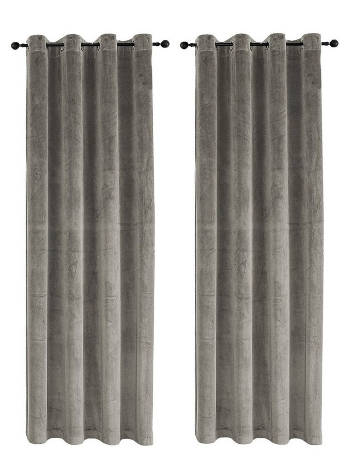 Haus und Deko Verdunkelungsvorhang Vorhang Ösen 2er Set Verdunkelung 300x245 cm Samt weich blickdicht (2 St), Ösen, Polyester von Haus und Deko