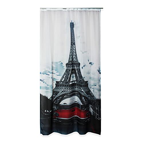 Haus und Deko Voile Vorhang 140 x 245 cm Kräuselband Digitaldruck Paris City halbtransparent lichtdurchlässig Gardine Dekoschal Wohnzimmer Schlafzimmer Fensterschal von Haus und Deko